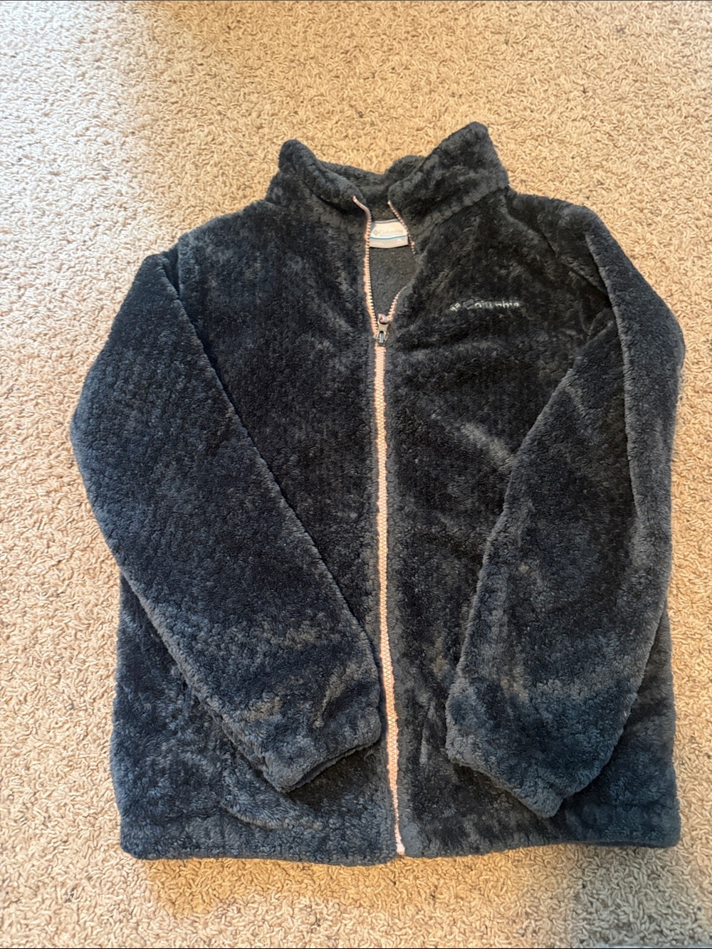 Kids Black Plush Full-Zip Puffer Jacket